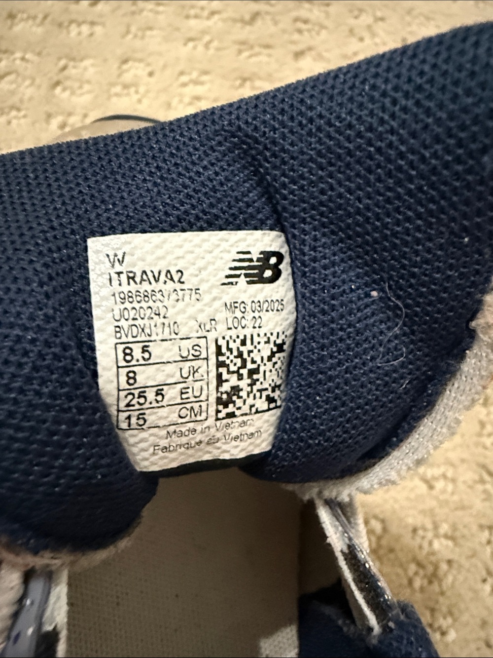 New Balance Gray and Navy Kids Athletic Sneakers - Picture 5 of 5